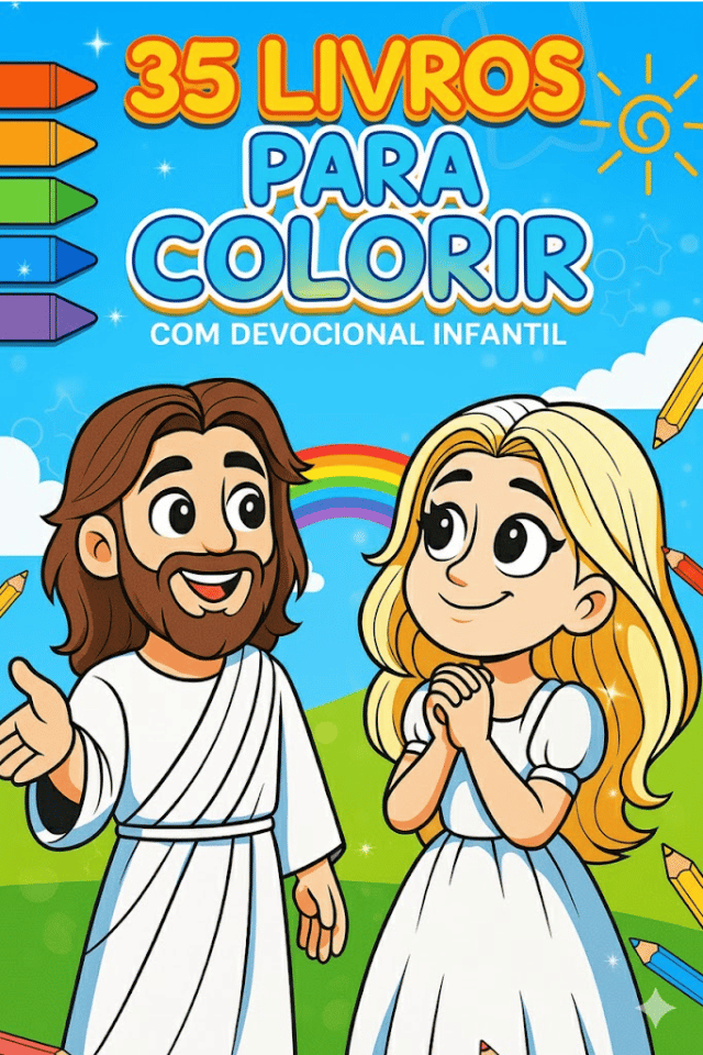Crianças colorindo atividades cristãs